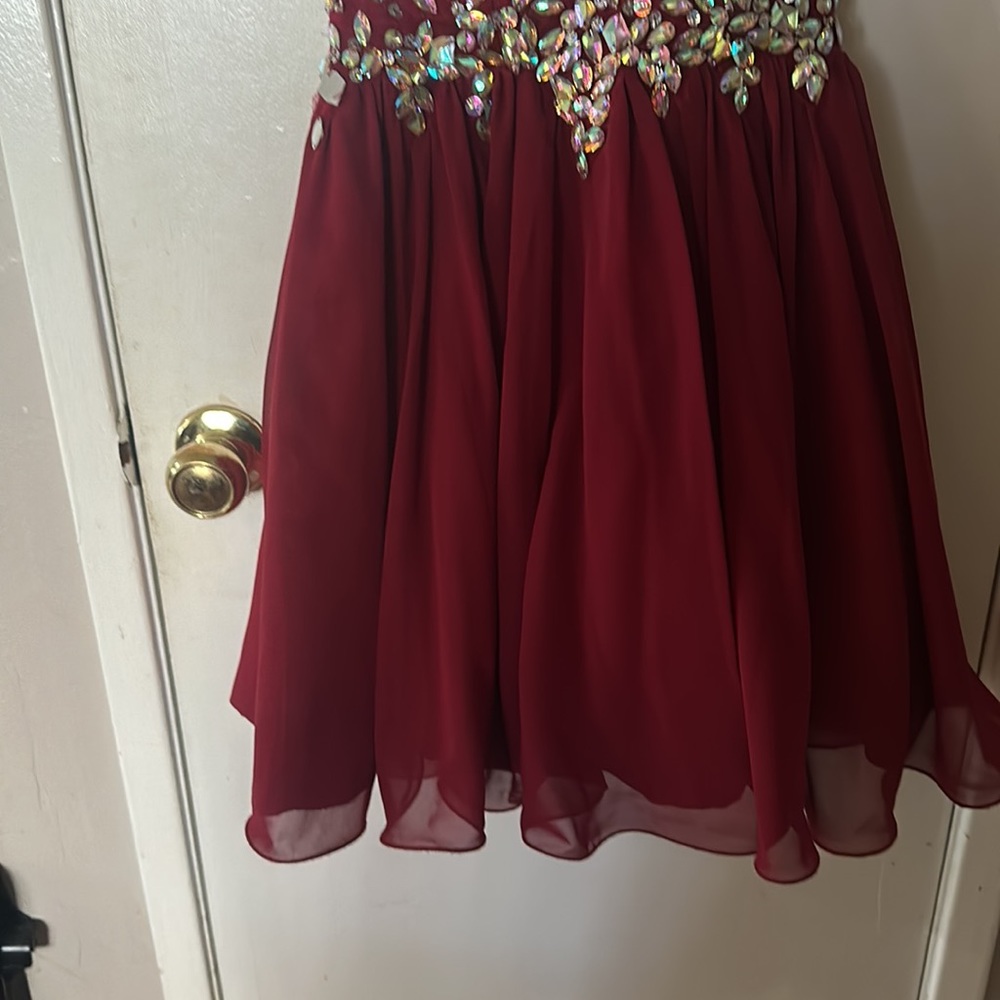 HOCO burgundy jeweled dress - Picture 3 of 5